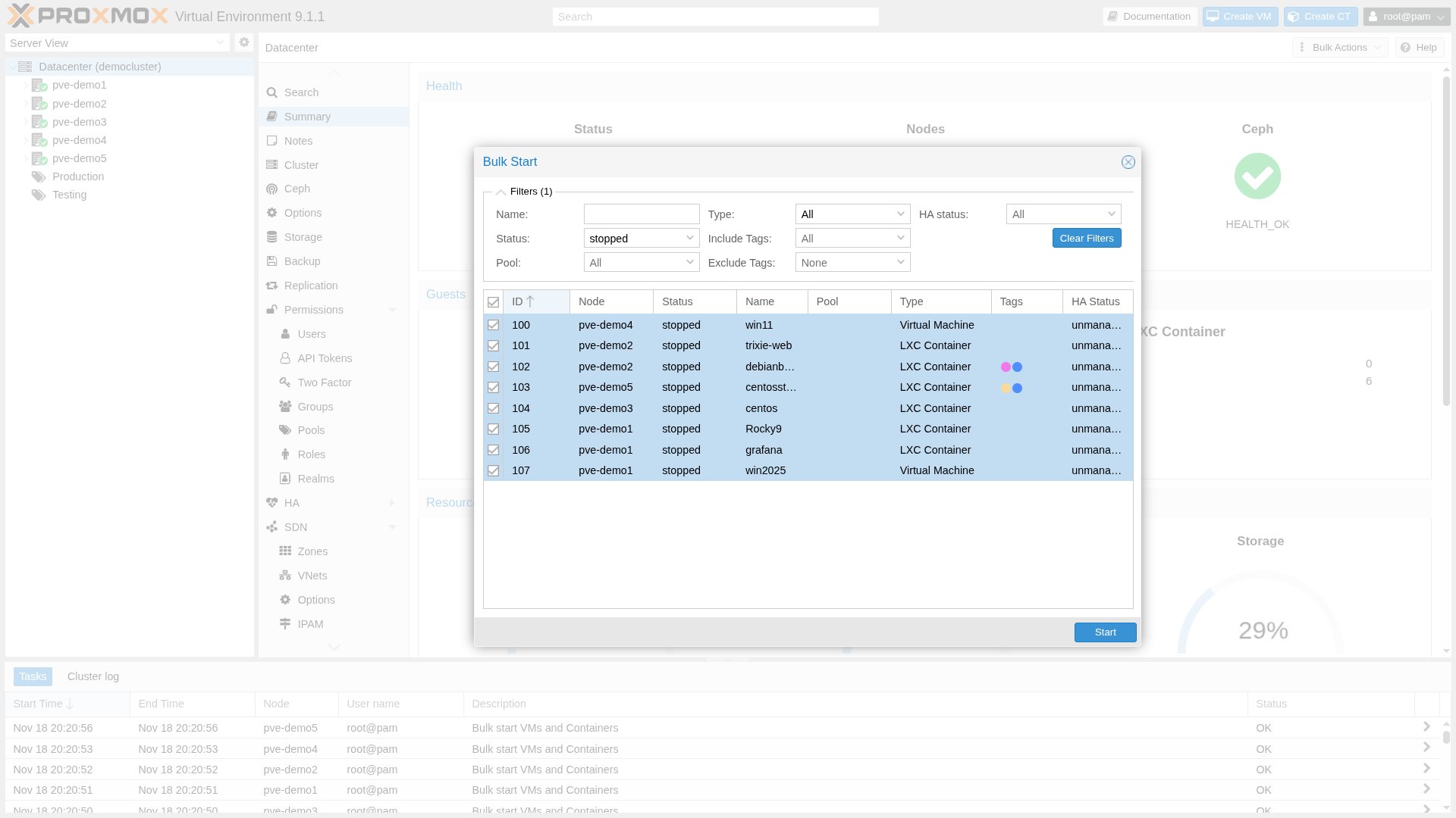 Proxmox VE Bulk Actions